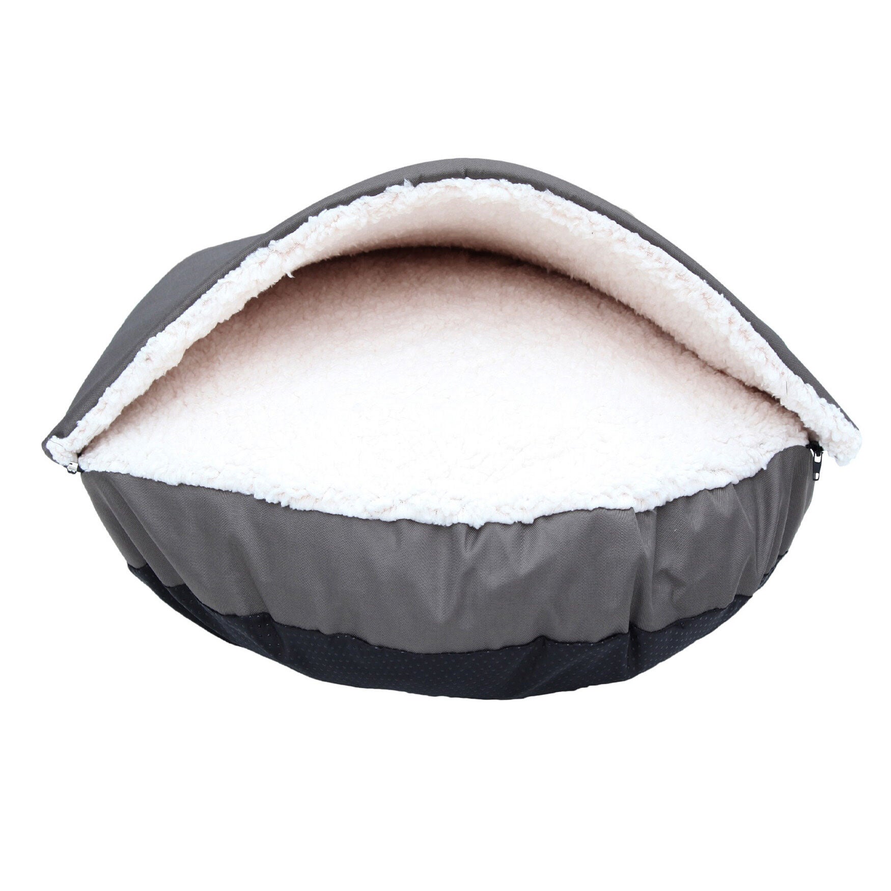 Happycare Tex Durable Oxford to Sherpa Pet Cave and Round Pet Bed, 25 inches, with Removable top and Insert,Gray, , on-hover image number 1