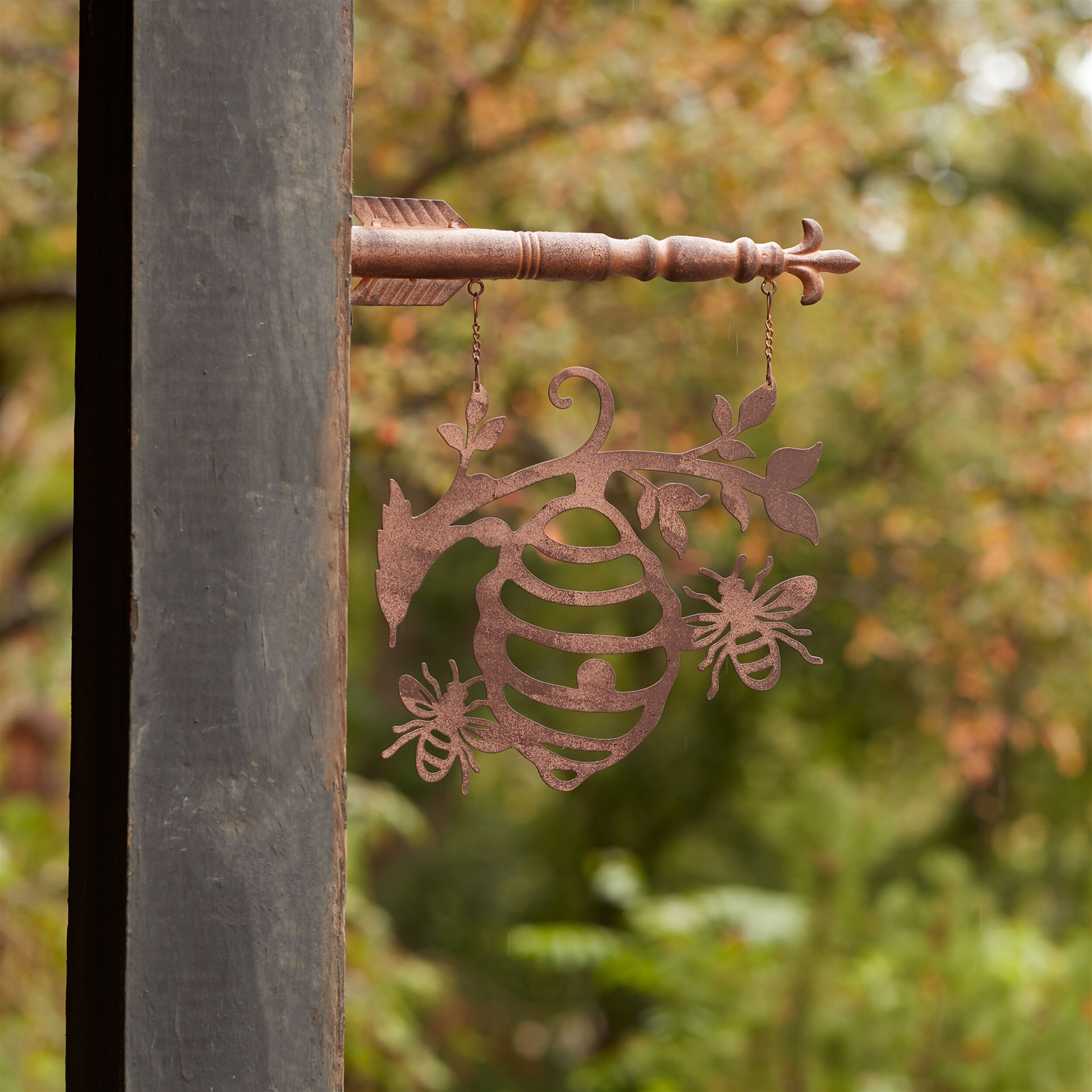Bumble Bee Hive Garden Sign 15.5 inchesH, BRONZE, alternate image number 1