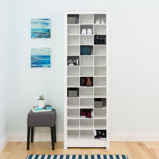 Space-Saving Shoe Storage Cabinet, WHITE, hi-res image number null