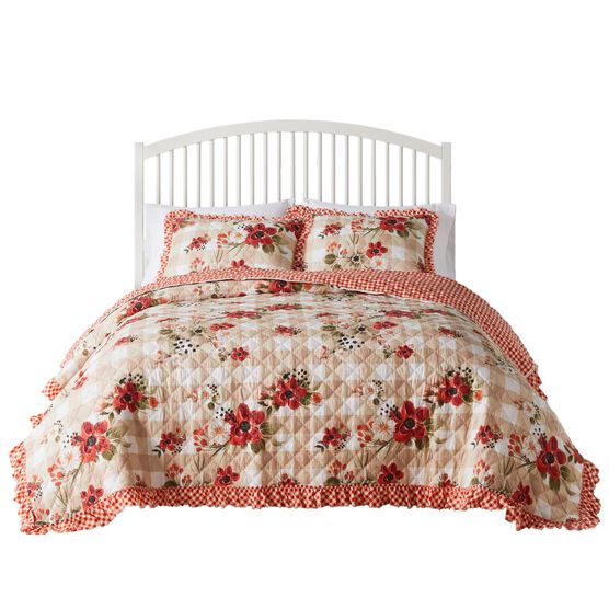 Wheatly Ruffled Gingham Quilt And Pillow Sham Set, , alternate image number null