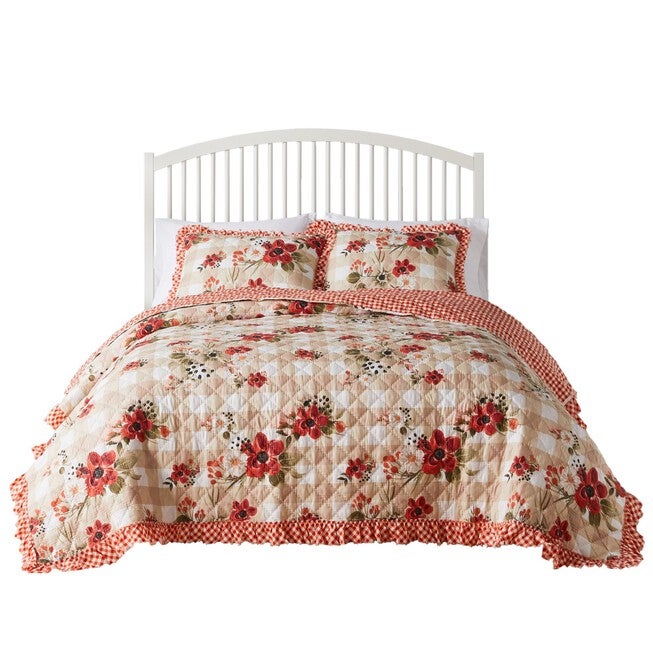 Wheatly Ruffled Gingham Quilt And Pillow Sham Set, , alternate image number 5