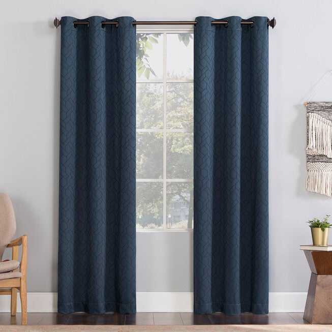 Exclusive BH Studio Velvet Window Collection, Grommet Panel, BLUE, hi-res image number null