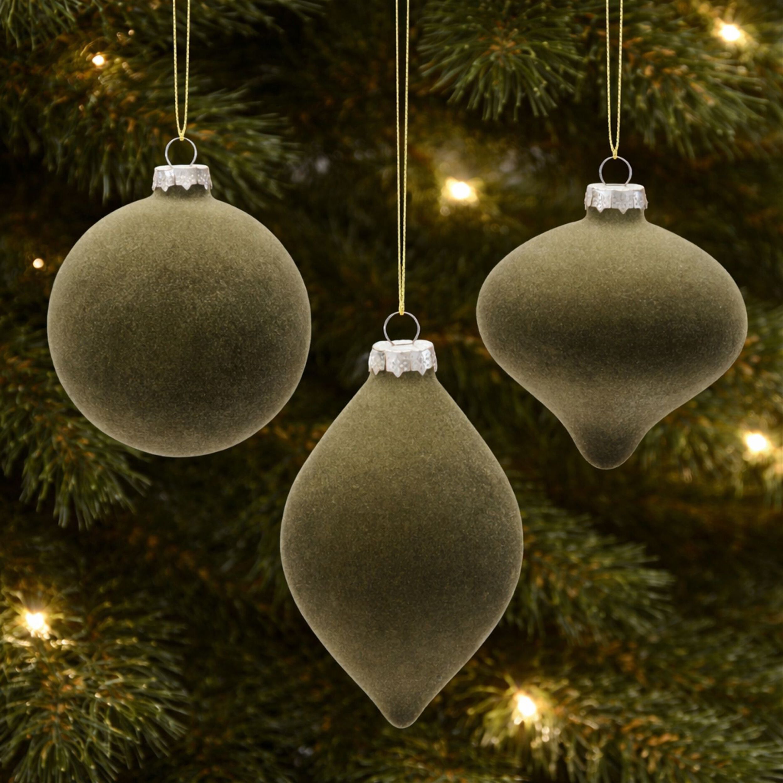 Glass Ball Ornaments (Set of 6), GREEN, alternate image number 1