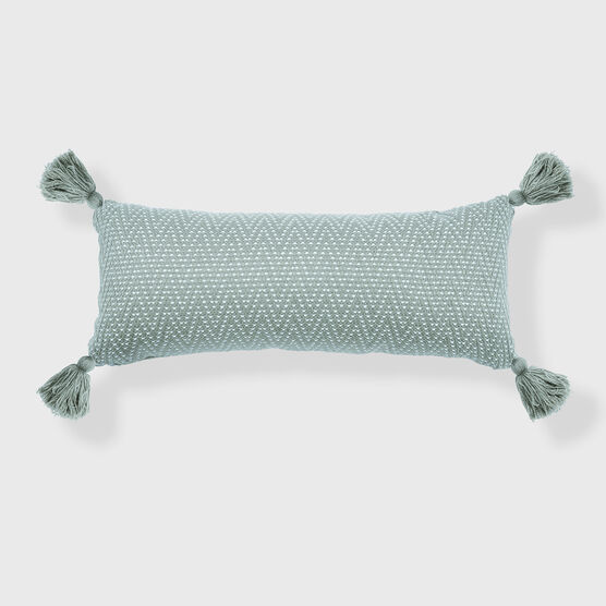 Herringbone Tassel Lumbar Pillow, MINT GREEN, hi-res image number null