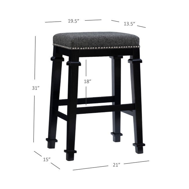 Kennedy Black Tweed Backless Bar Stool Backless Stools, , alternate image number 5