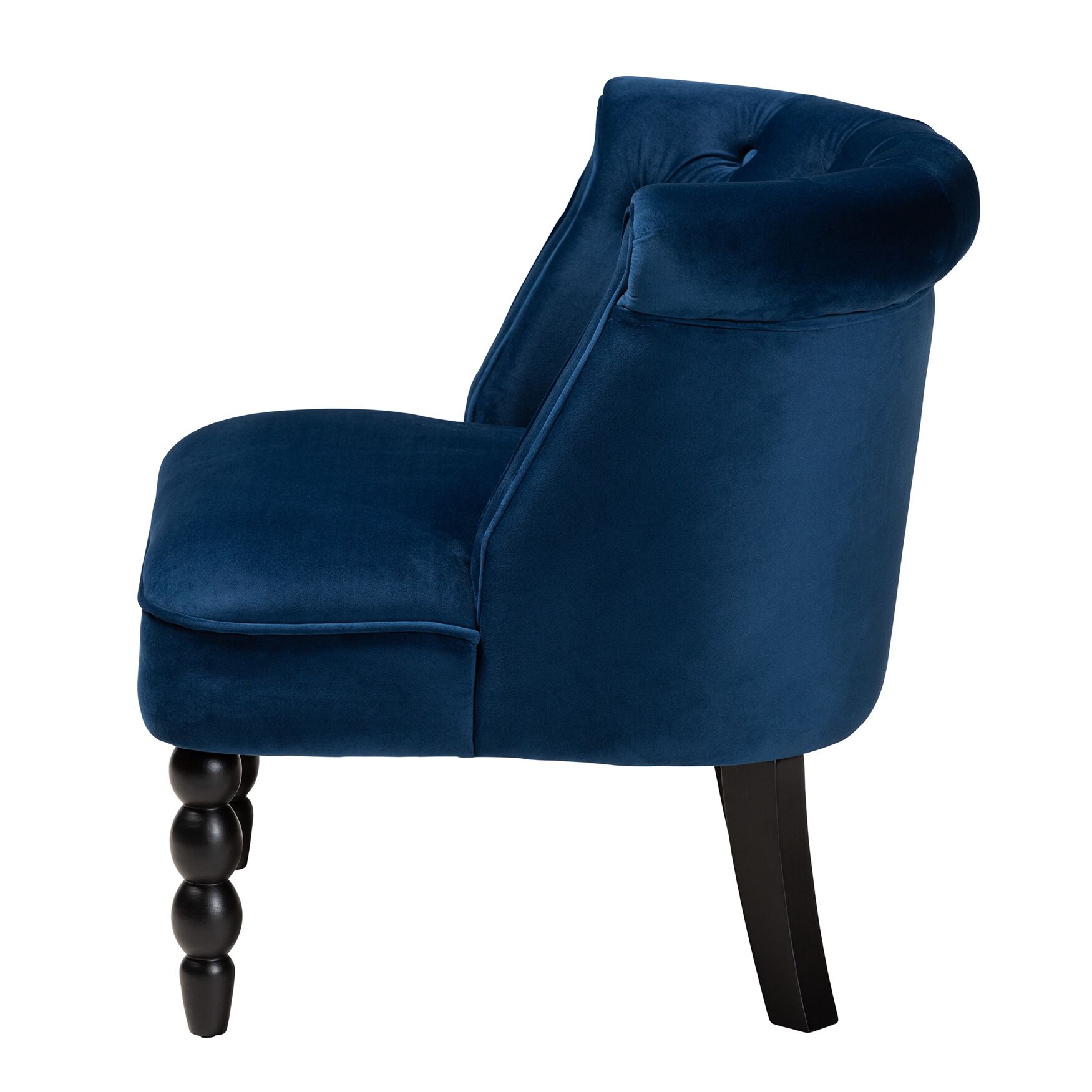 Flax Classic And Traditional Navy Blue Velvet Fabric And Black Finished Wood Accent Chair, , alternate image number 2