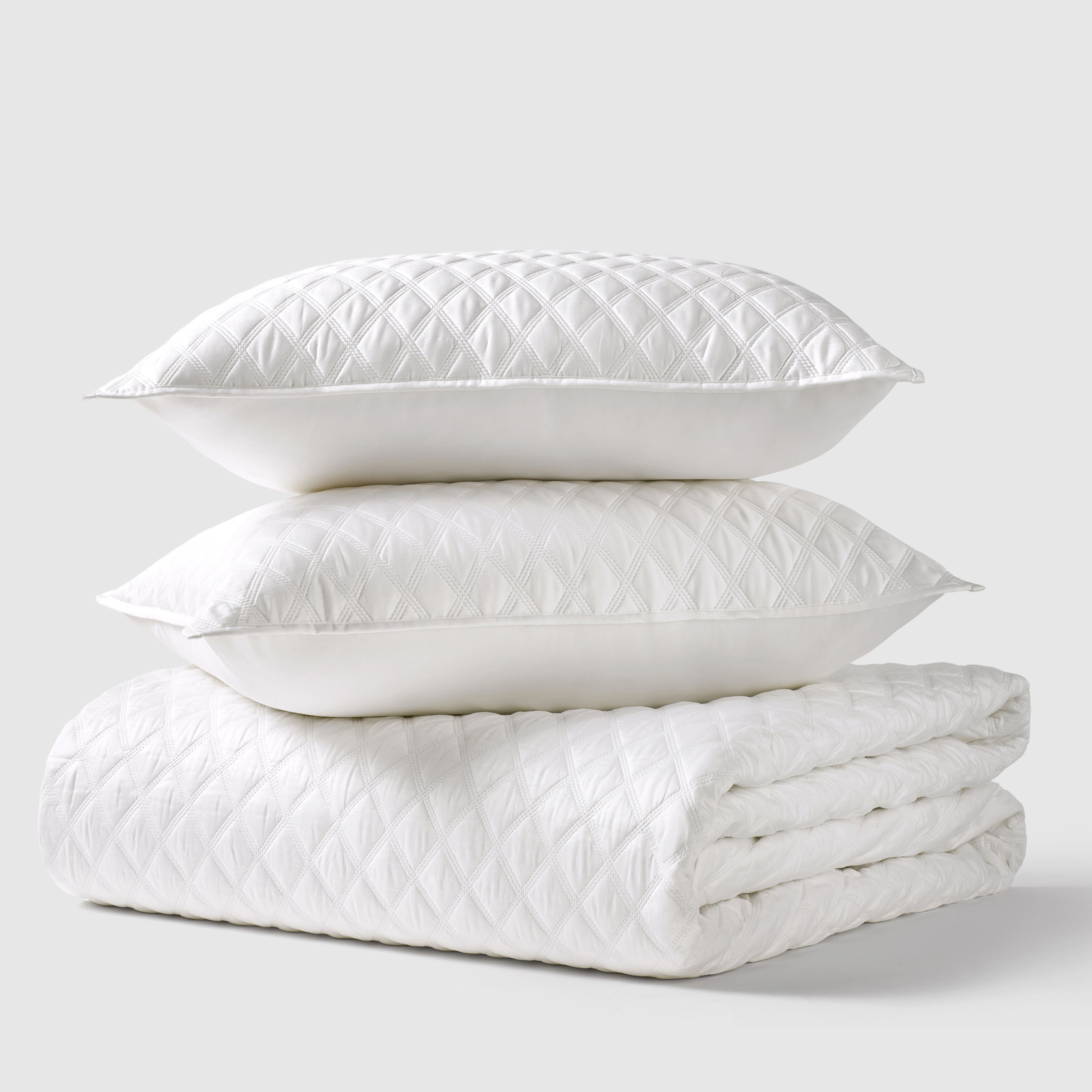 PREMIER SATEEN FULL/QUEEN 3PC. QUILT SET, WHITE, hi-res image number 0