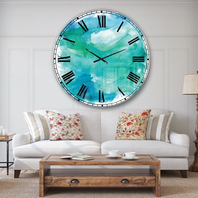 Sea Glass Farmhouse Wall Clock, BLUE, hi-res image number null