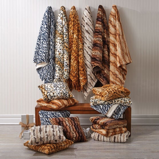 Faux Fur Animal Print Collection Plus Size Blankets Throws