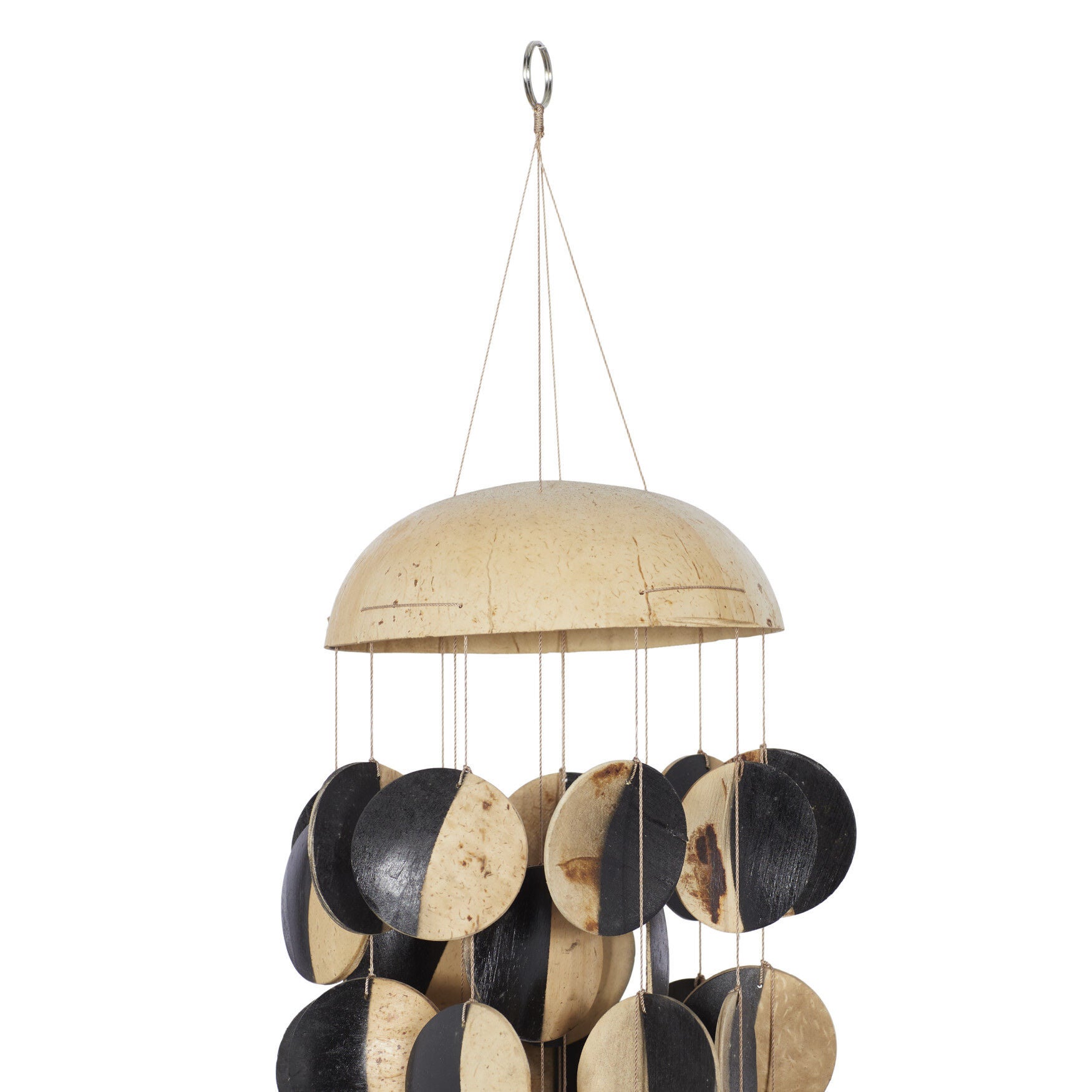 Black And Cream Coconut Shells Coastal Windchime, , alternate image number 2