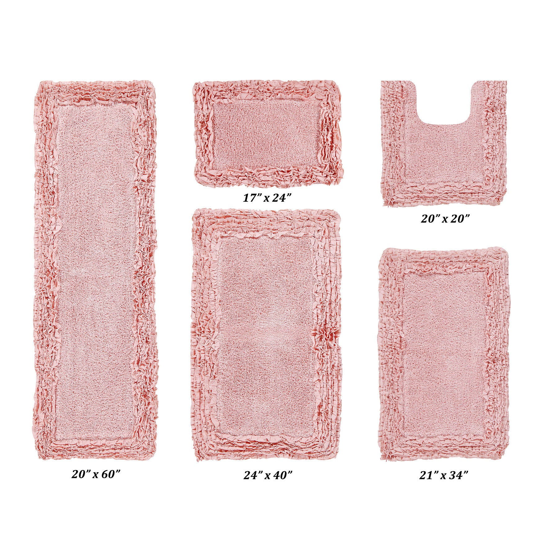 Shaggy Border Bath Rug Mat, 5 Pc Set 39283, PINK, hi-res image number 0