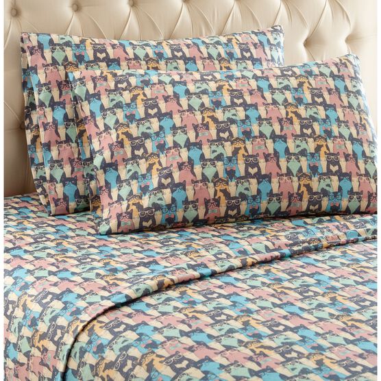 Micro Flannel® Cat Print Sheet Set, FLANNEL, hi-res image number null