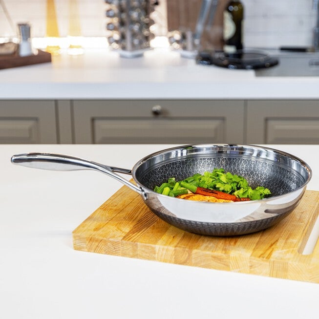 LIVWELL DiamondClad™ 12 inches Hybrid Nonstick Stainless Steel Wok Pan, Dishwasher Safe, PFOA-free – Silver/Black, SILVER, alternate image number 5