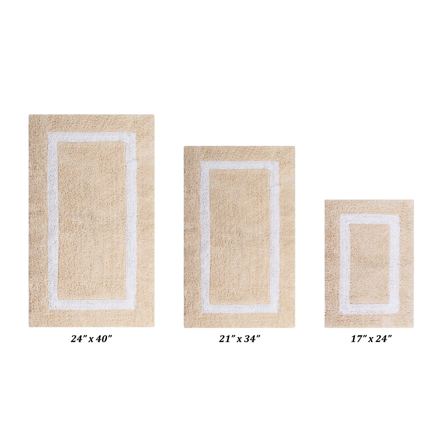 Hotel Collectionis Bath Mat Rug 3 Piece Set (17 inches x 24 inches | 21 inches x 34 inches | 24 inches x 40 inches), SAND WHITE, hi-res image number 0