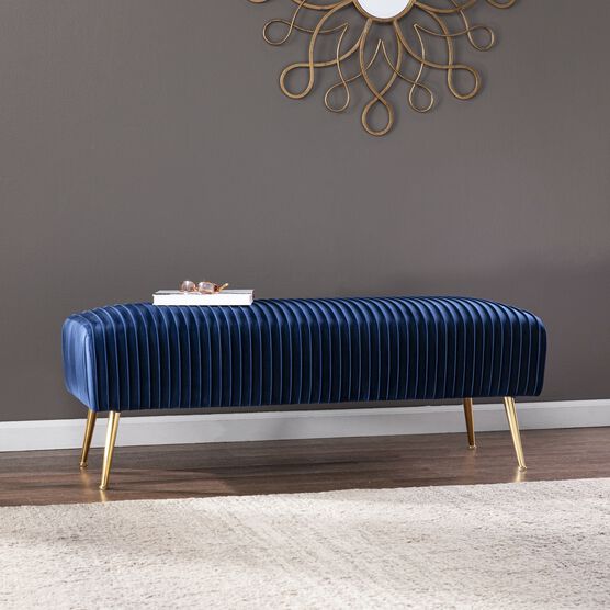 Delaird Contemporary Upholstered Bench, BLUE, hi-res image number null