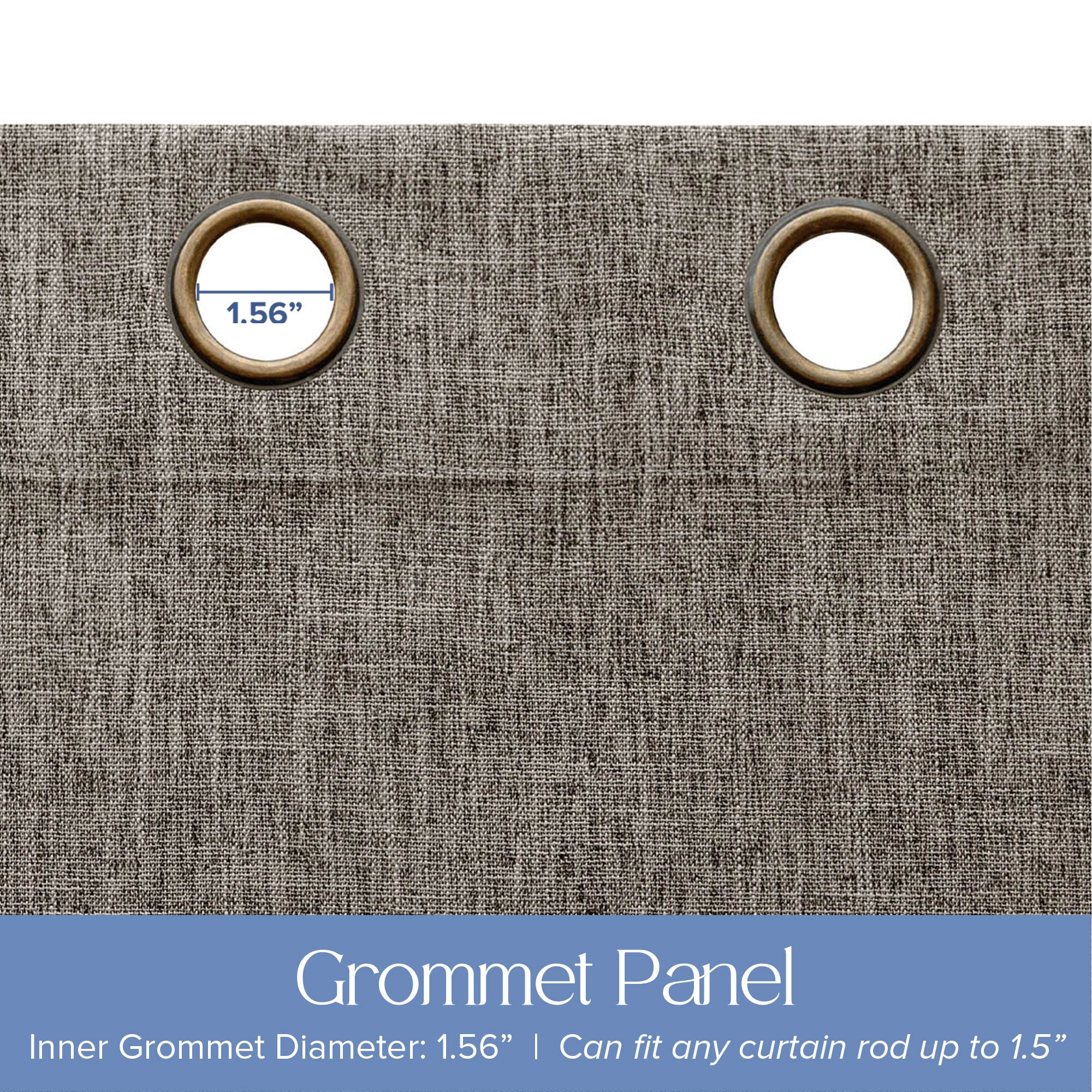 Linen Texture 100% Blackout Grommet Pair, HEATHER COFFEE, alternate image number 3