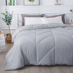 Chevron Stitch Down Alternative Comforter, Grey