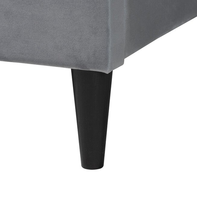 Baxton Studio Payne Modern Glam Grey Velvet and Dark Brown Wood Queen Bed, GREY, alternate image number 5