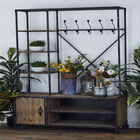 Industrial Rectangular Brown Wood and Metal Multi-Tiered Clothing Rack, 72"H x 44"L x 17"W, , alternate image number null