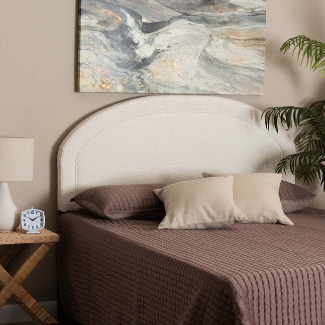 Fiana Modern Cream Boucle Fabric Queen Size Headboard, , alternate image number 3