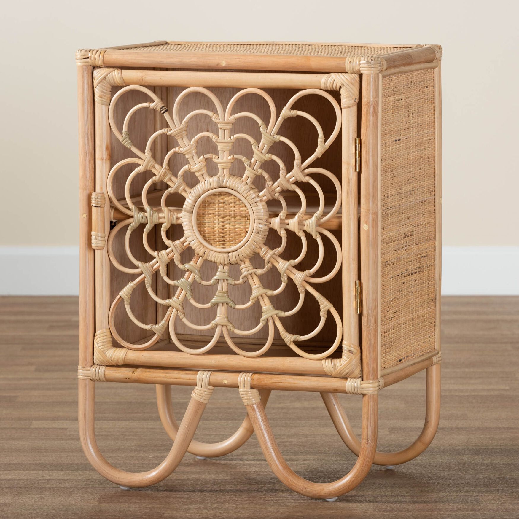Acelin Modern Bohemian Natural Brown Rattan Nightstand, , alternate image number 13