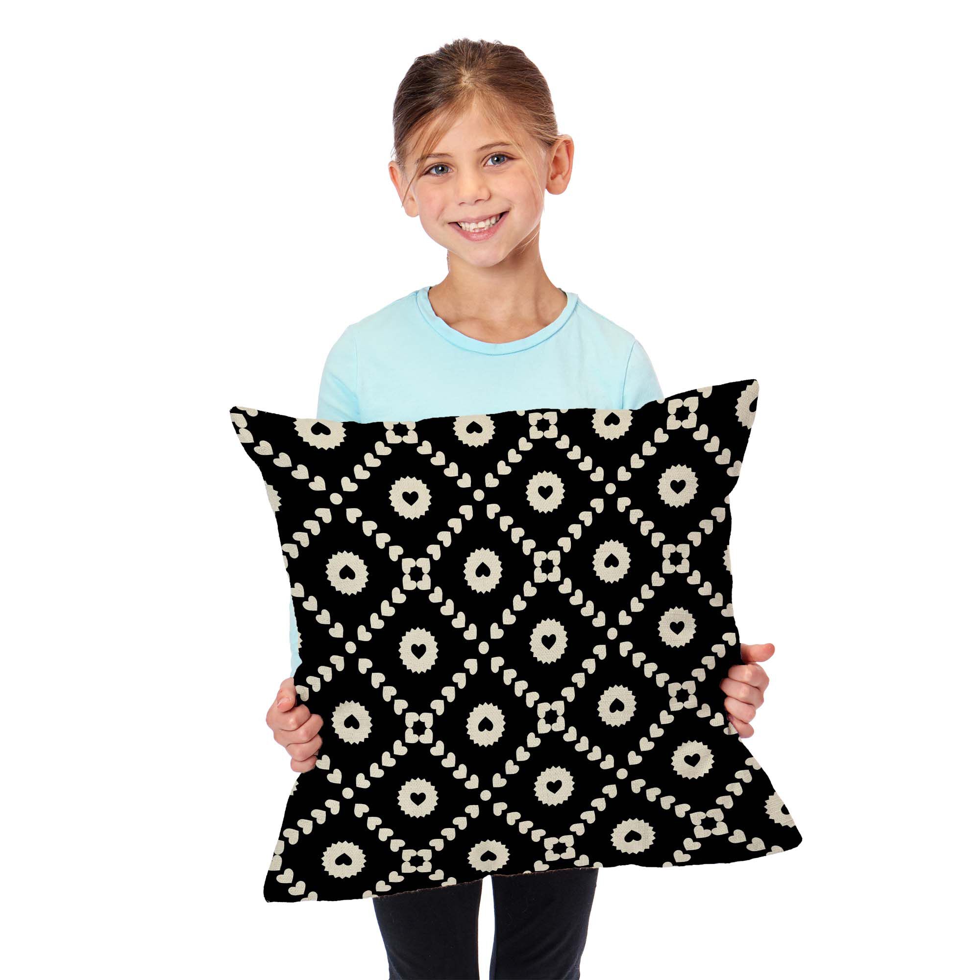 Valentine's Day Black Hearts Throw Pillow 18X18 Inches, BLACK HEARTS, alternate image number 2