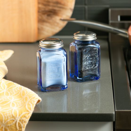 Retro Glass Salt & Pepper Set - Blue, , alternate image number null