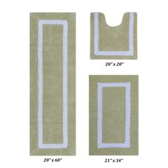 Hotel Collectionis Bath Mat Rug 3 Piece Set (20" x 20" | 21" x 34" | 20" x 60")
