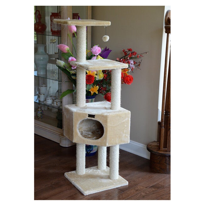 3 Tier Real Wood Cat Tree Scratch Furniture, , alternate image number 2