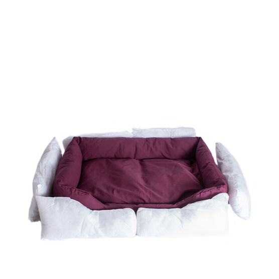 Bolstered Dog Bed, Anti-Slip Pet Bed, Burgundy, X-Large, , alternate image number null