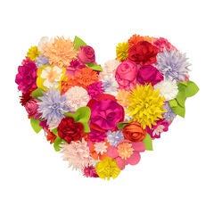 Indoor & Outdoor Floral Heart Shaped Dimensional Decorative Pillow