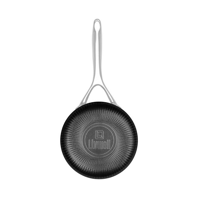 LIVWELL DiamondClad™ 1.5 Quart Hybrid Nonstick Stainless Steel Saucepan and Lid, Dishwasher Safe, PFOA-free – Silver/Black, SILVER, alternate image number null