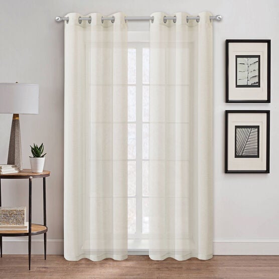 Au Natural Semi Sheer Grommet Panel Pair, LINEN, hi-res image number null