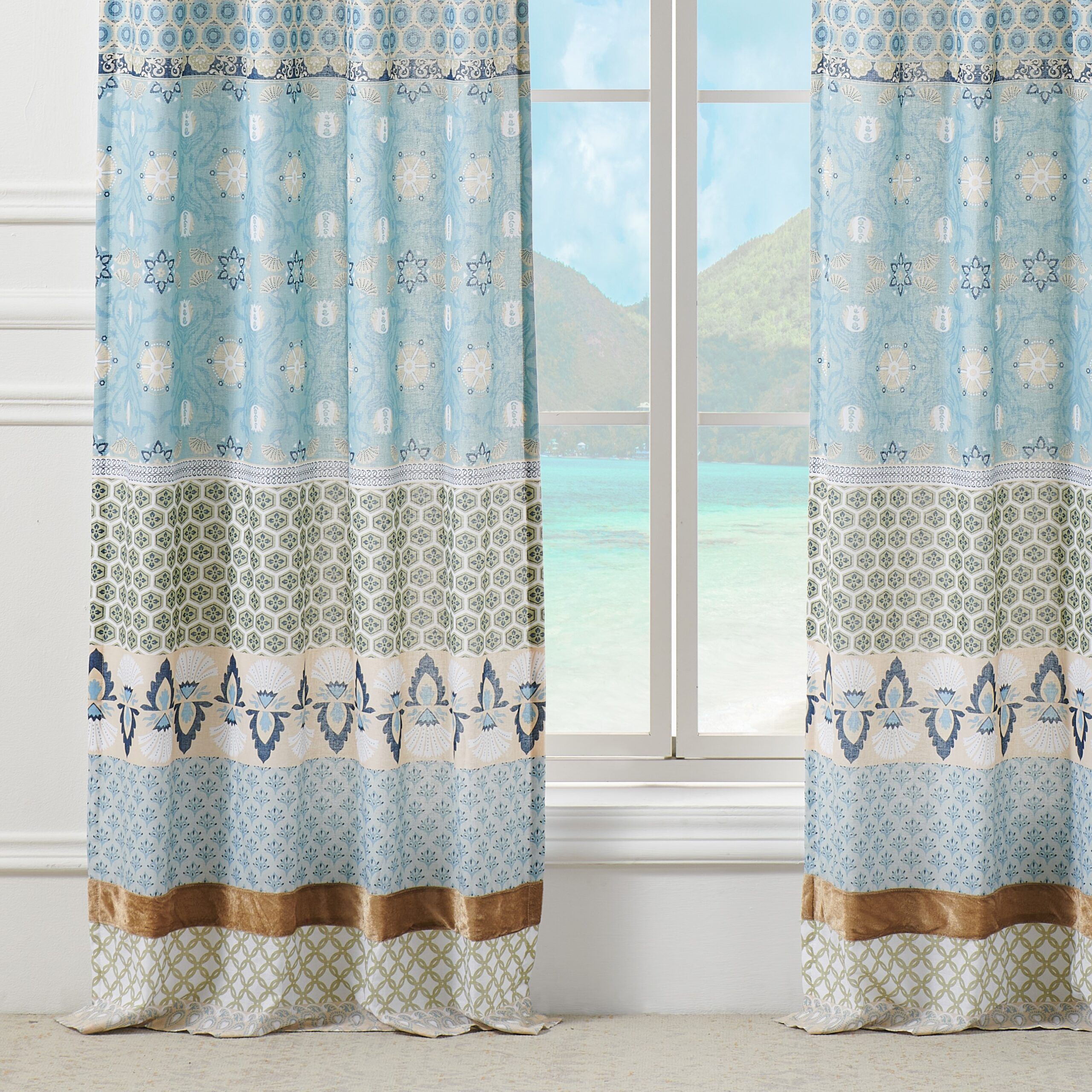 Thalia Window Curtain Panels, Set of 2, 84 inches, Tango, BLUE, alternate image number 3