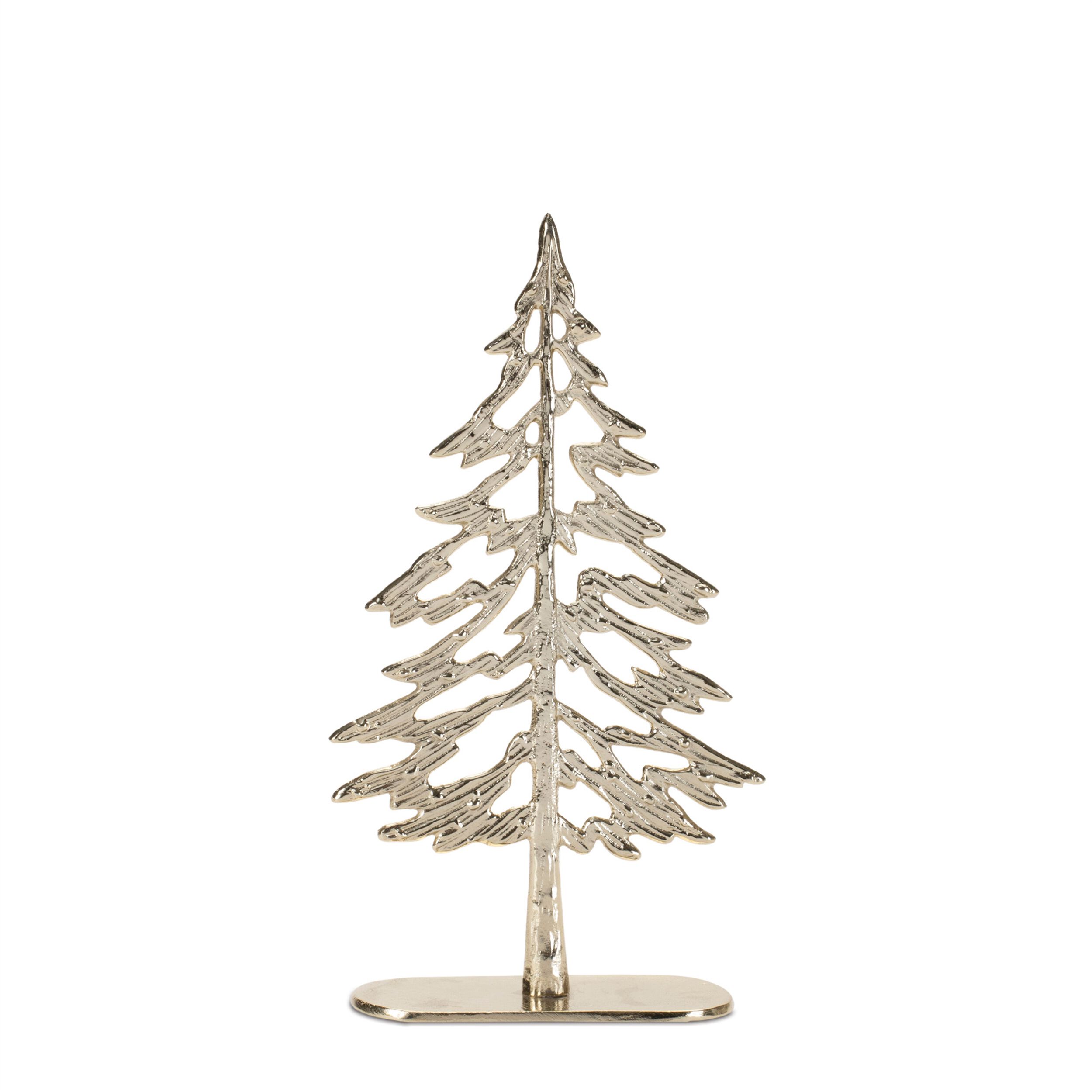 Metal Tree with Wood Base (Set of 2), GOLD, alternate image number 4
