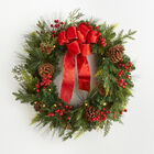 Pre-Lit Classic 28" Wreath, GREEN RED, hi-res image number 0