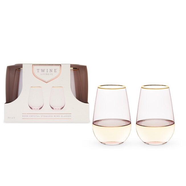 Rose Crystal Stemless Wine Glass Set, , alternate image number null