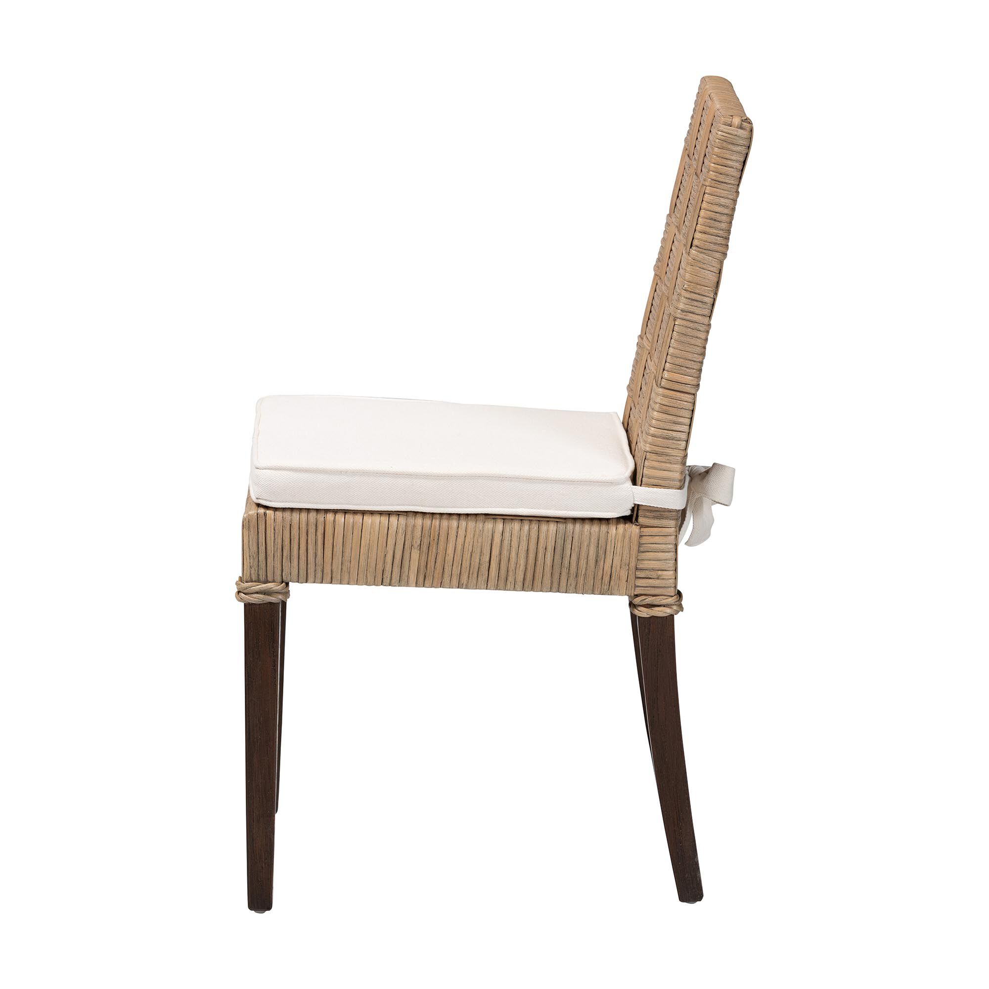 Fatima Natural Rattan Dining Chair with Cushion, GREY, alternate image number 3