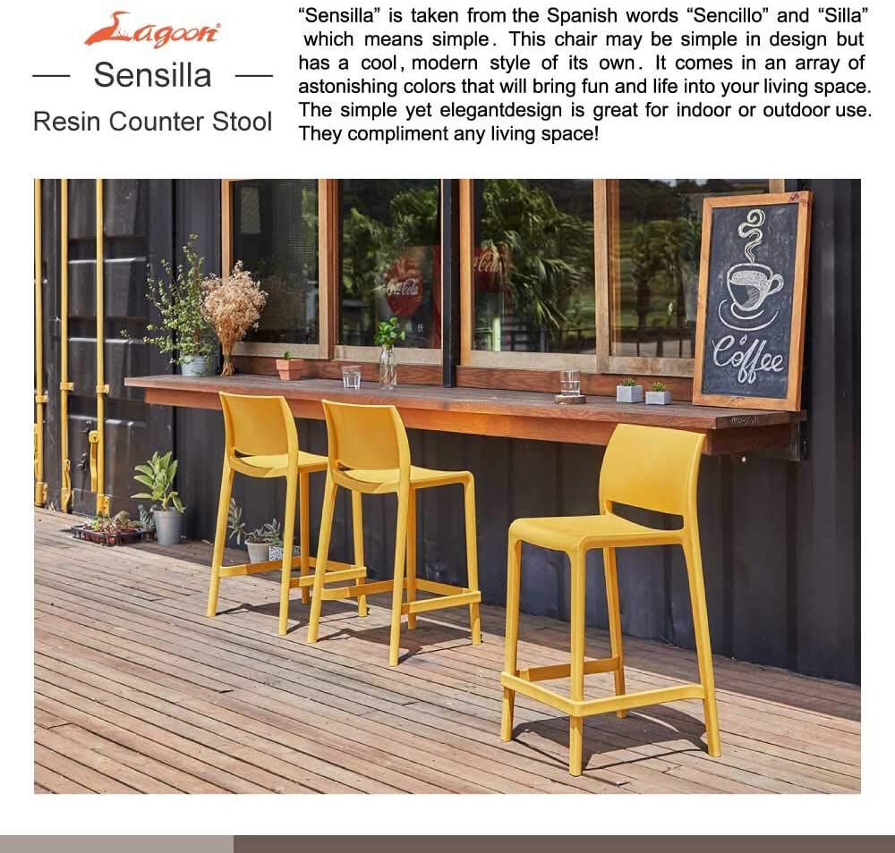 Set of 2 Sensilla Outdoor Stackable Counter Stools, WASABI GREEN, alternate image number 5