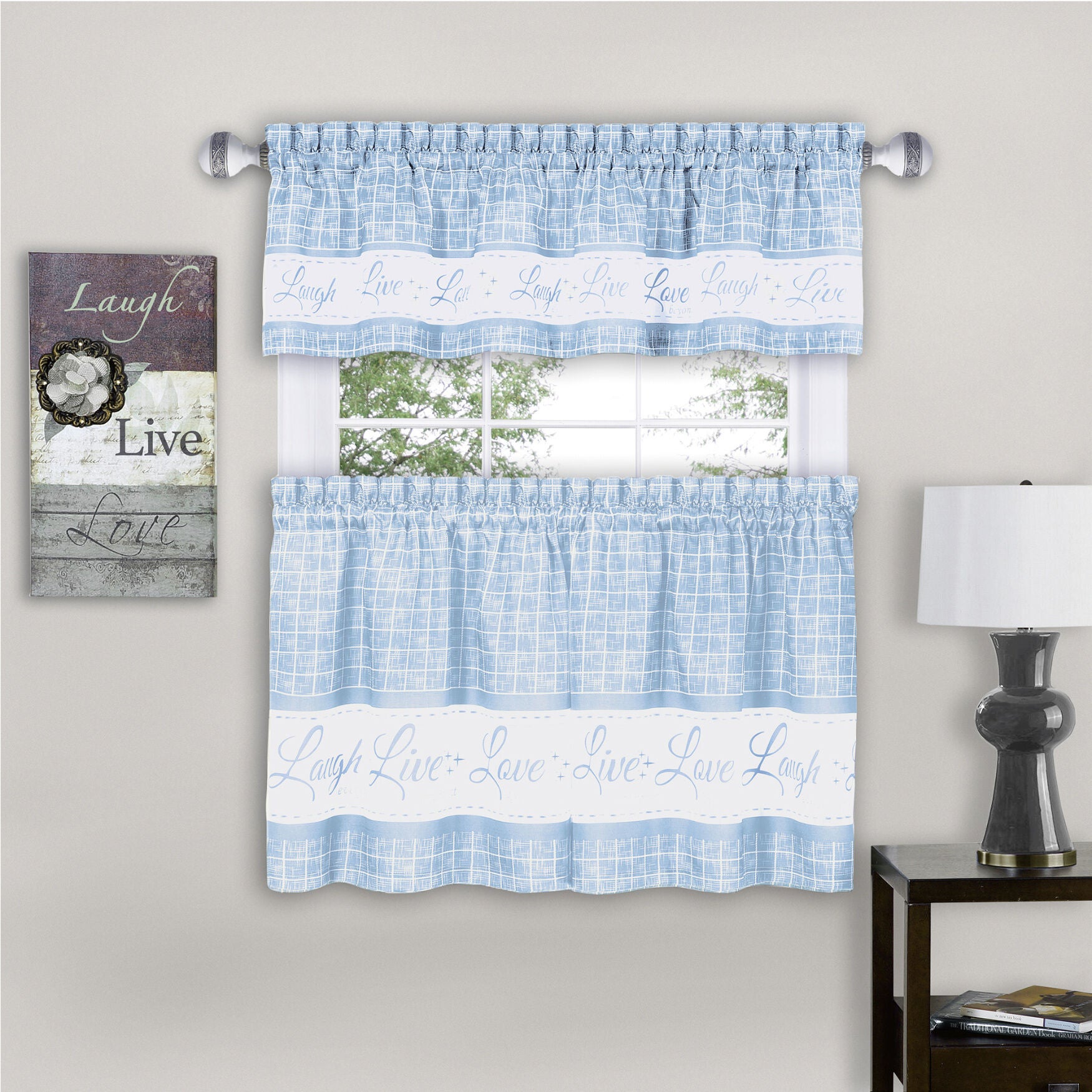 Live, Love, Laugh Window Curtain Tier Pair and Valance Set - 58x24, , alternate image number 9