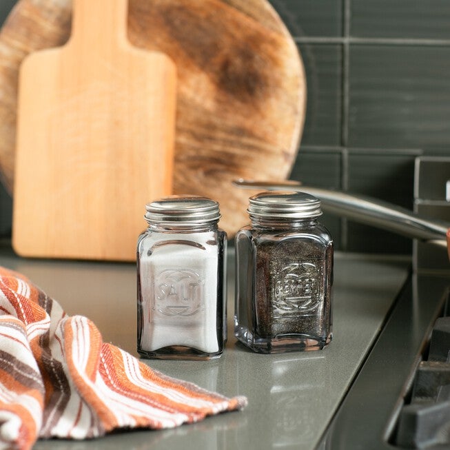 Retro Glass Salt & Pepper Set - Gray, , alternate image number null