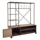 Industrial Rectangular Brown Wood and Metal Multi-Tiered Clothing Rack, 72"H x 44"L x 17"W, , on-hover image number null