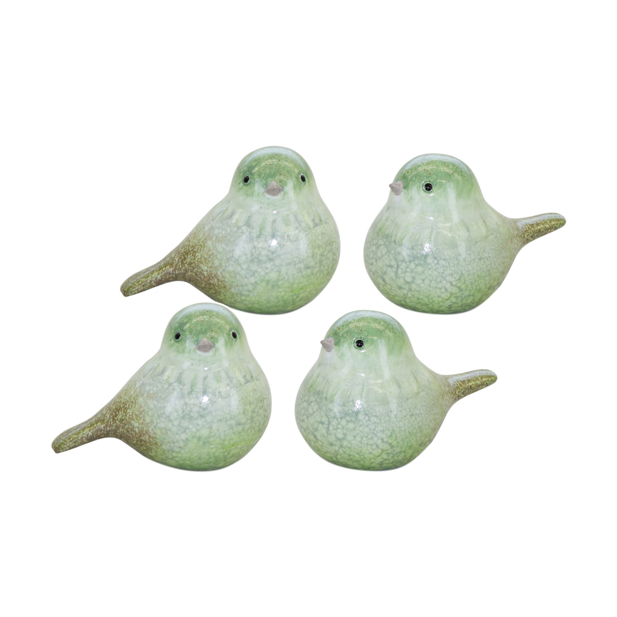 Bird (Set of 4) 2.5 inchesH Terra Cotta, GREEN/WHITE, hi-res image number 0