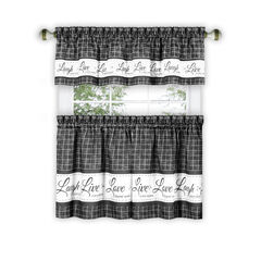 Live, Love, Laugh Window Curtain Tier Pair and Valance Set - 58x36