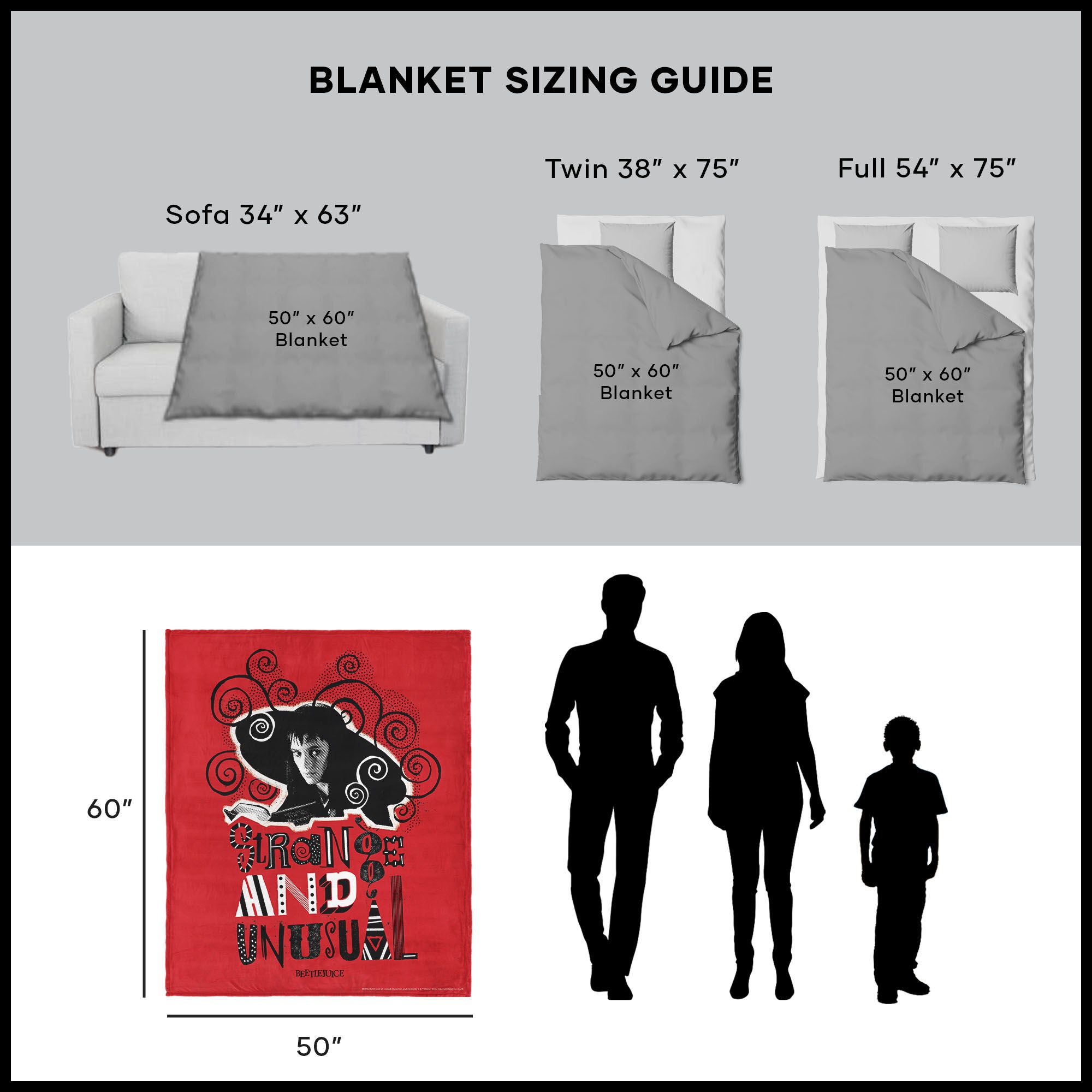 Warner Bros. Beetlejuice So So Strange Silk Touch Sherpa Throw Blanket 50X60 Inches, RED, alternate image number 5