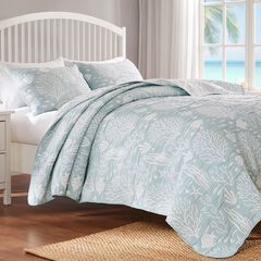 Greenland Home Fashions Marina Reversible Matelassé Coverlet Set, 3-Piece Full/Queen, Seafoam