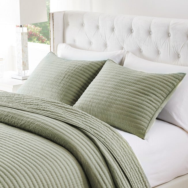 Greenland Home Fashions Vineyard Finely Stitched Quilt Set, SAGE, alternate image number 3