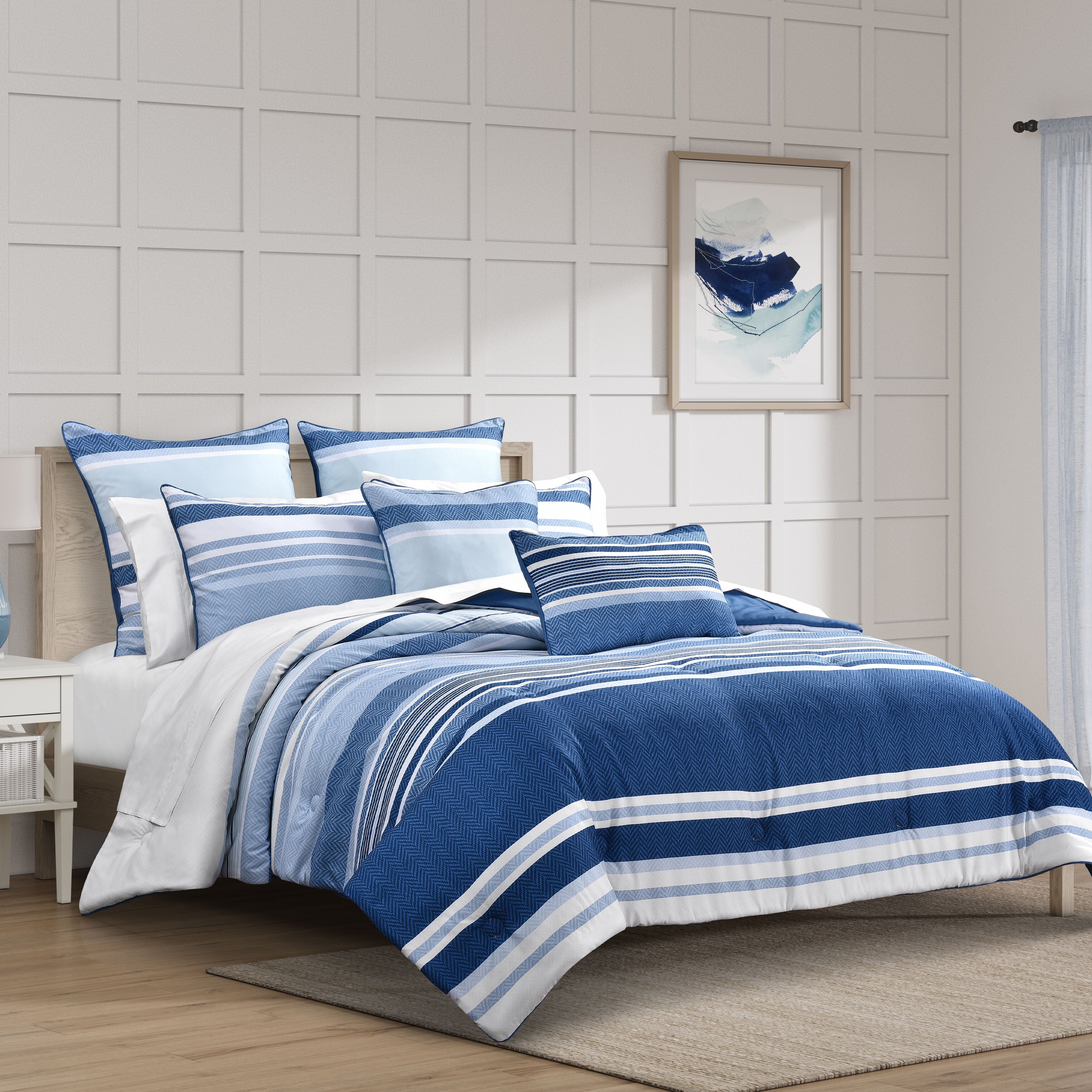 CARSON FULL/QUEEN 3PC. COMFORTER SET, BLUE, hi-res image number 0