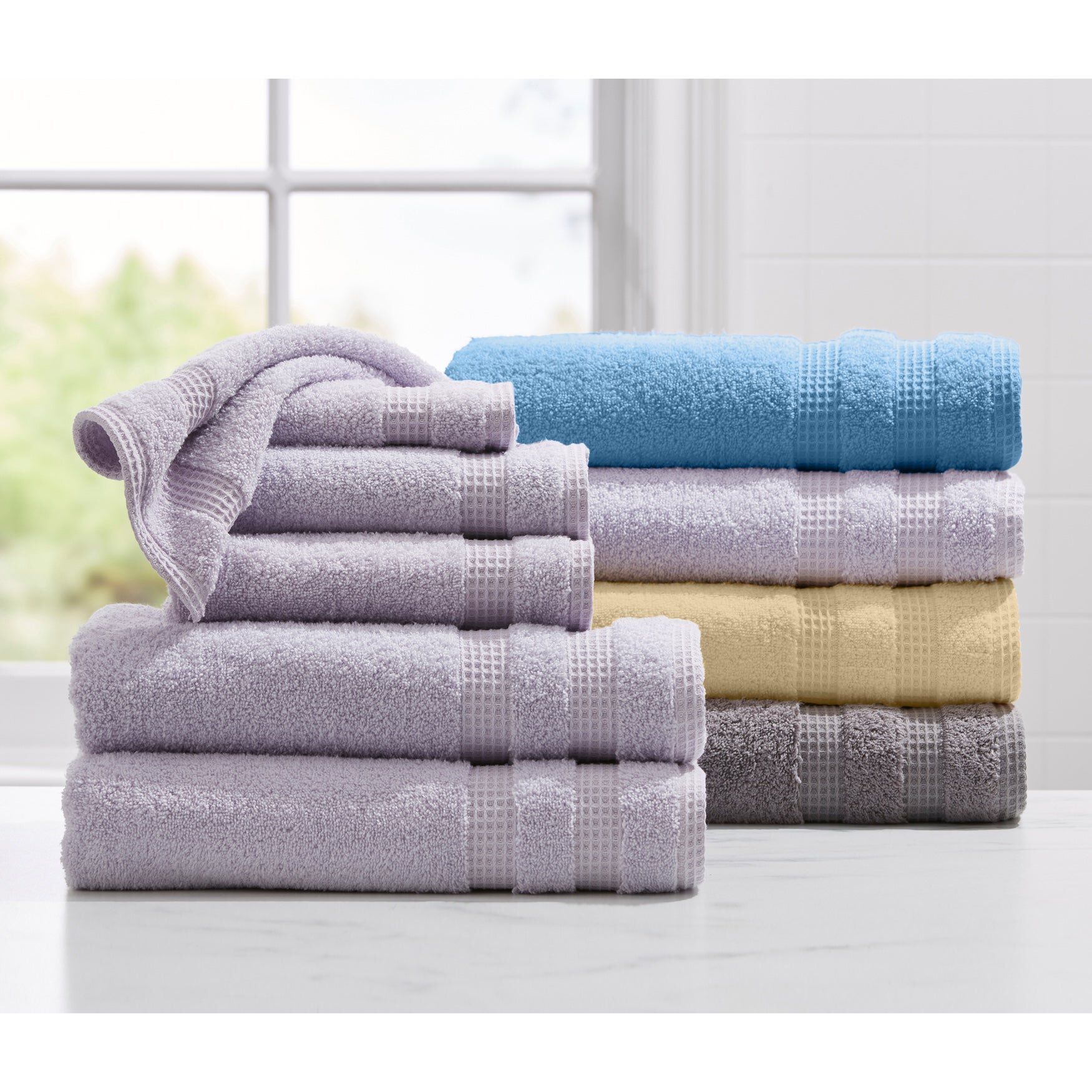 Waffle Quick Dry 6-PC Bath Set, MAIZE, hi-res image number 0