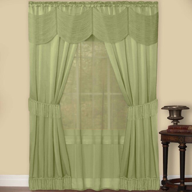 Halley 6 Piece Window Curtain Set, SAGE, hi-res image number 0